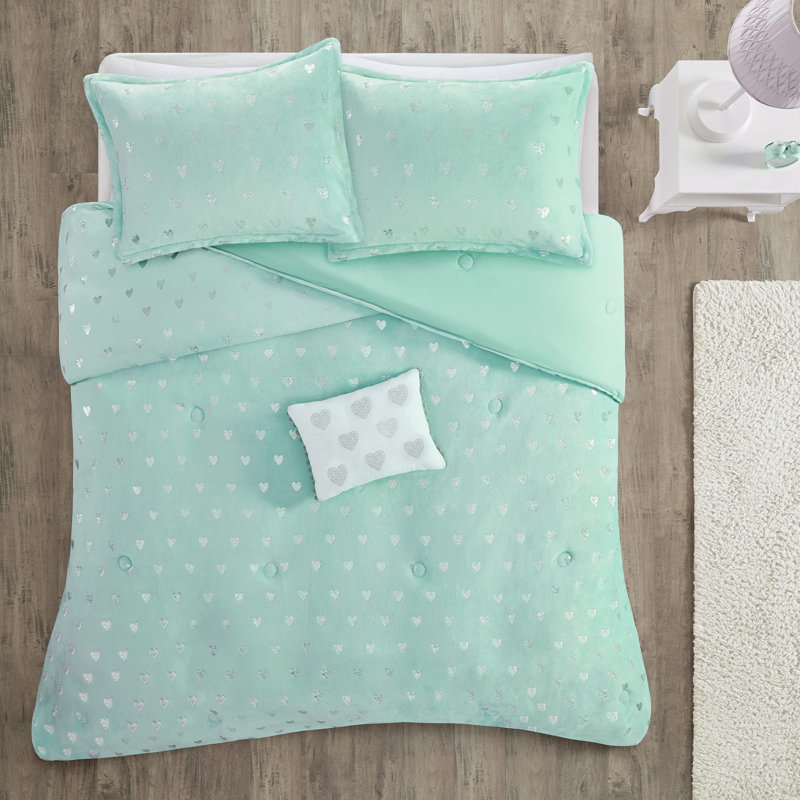 Rosalie Metallic Printed Plush Comforter Set