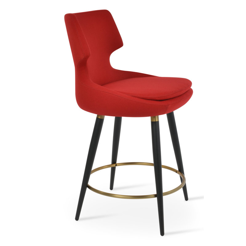 Patara Ana Counter & Bar Stool, Counter Stool (25.5" Seat Height), Black/Gold, Red PPM