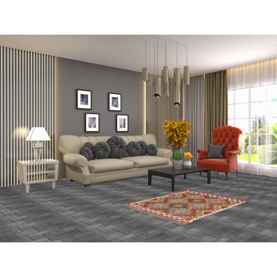 Tapis décoratif géométrique en laine Kilim