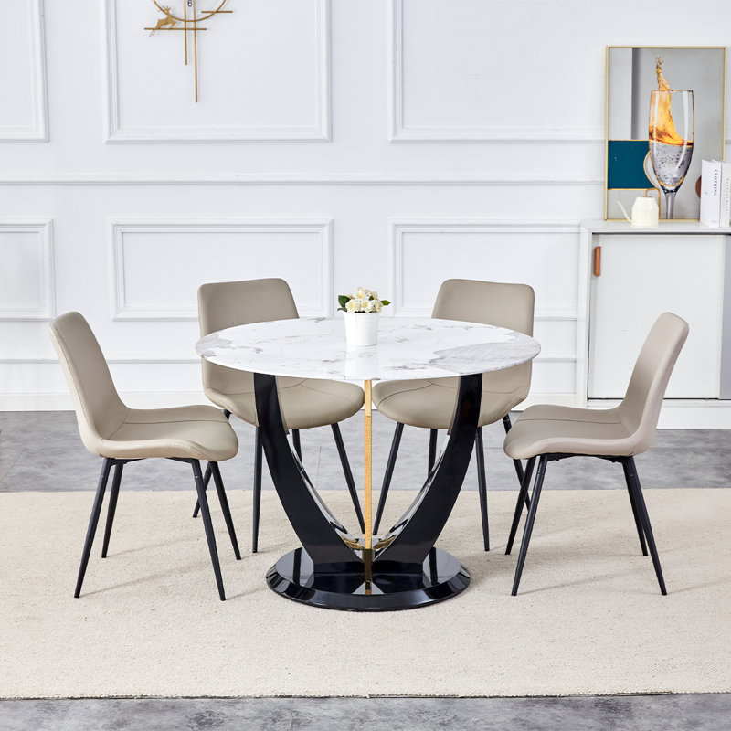 Round Dining Table Set, 5, Gray