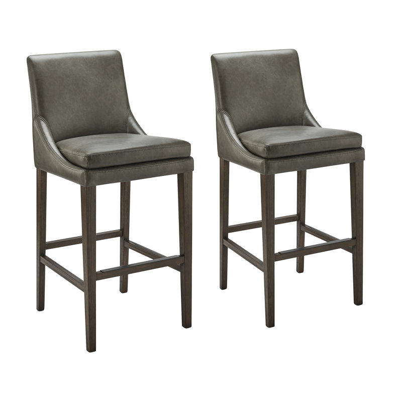 Tabourets de bar et de comptoir Niara, Tabouret de bar (siège d’une hauteur de 30 po), Similicuir ardoise Copley / brun