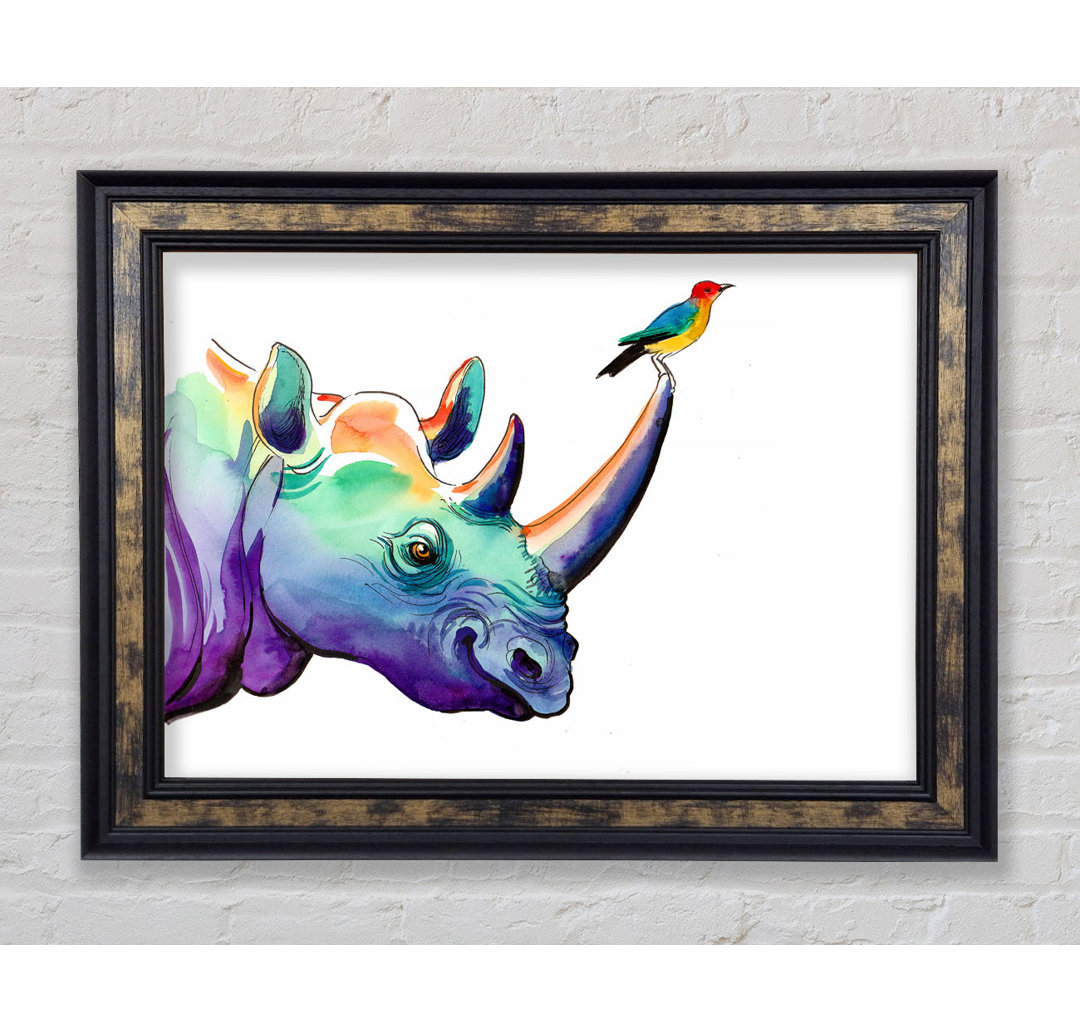 Regenbogen Nashorn Vogel - Einzelner Bilderrahmen Kunstdrucke