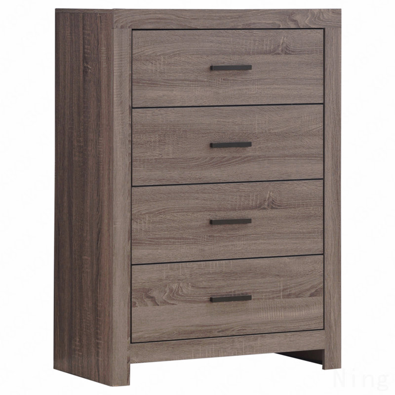 Commode 4 tiroirs, rectangulaire, Brun