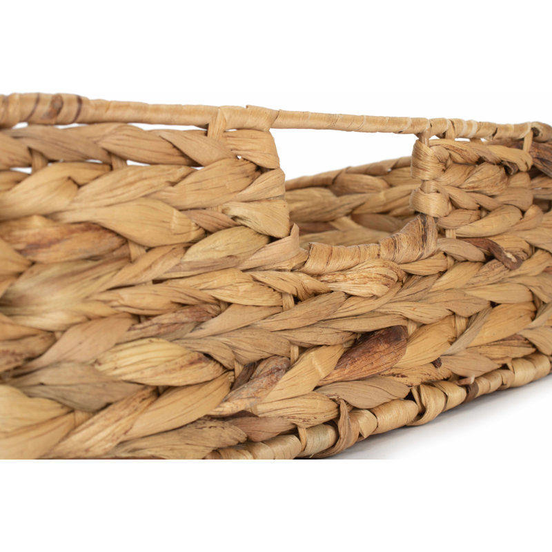 Water Hyacinth Shallow Rectangular Storage Basket, 30cm W x 42cm D