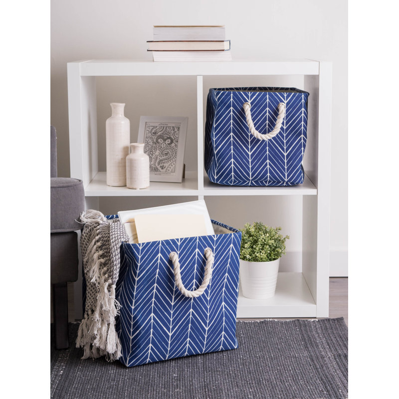 Bac en tissu à chevrons Brittnae, H 13 po x l 13 po x P 13 po, Gris