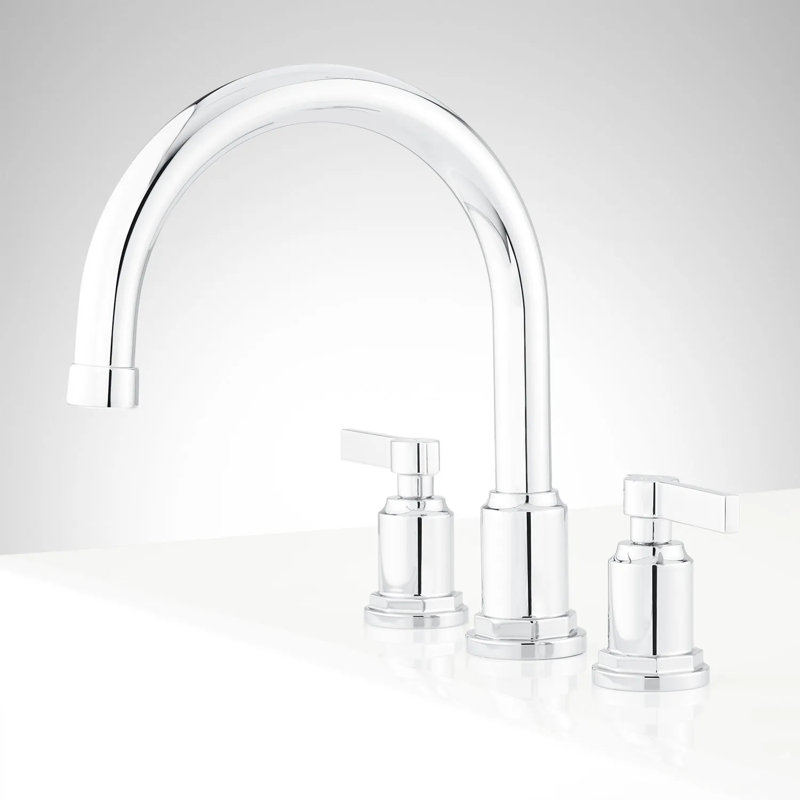 Robinet de baignoire romaine à fixation sur plateau à 2 poignées Signature Hardware Greyfield, Chrome