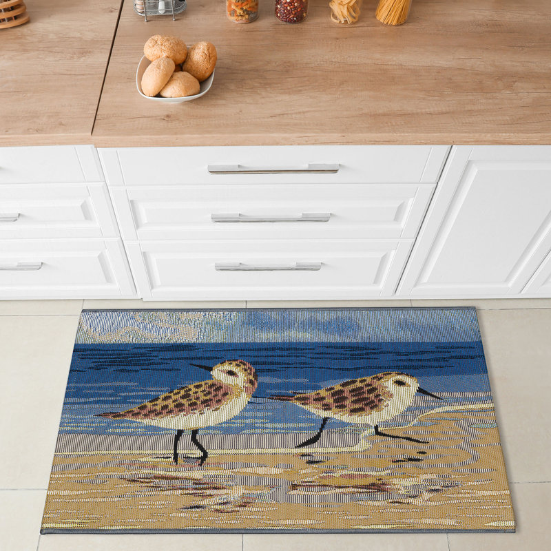 Thomasina No Pattern And Not Solid Color Synthetic Non-Skid Kitchen Mat, Rectangle 1'7" x 2'5"