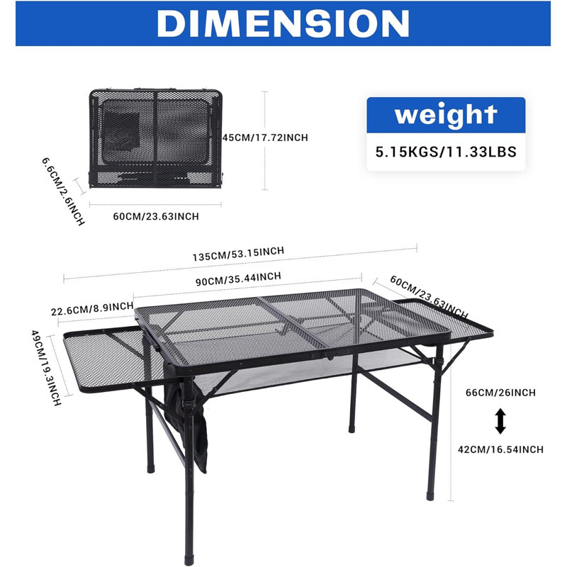 Odab Rectangular Yes Outdoor Camping Table , 53.15 " W 23.63 " D