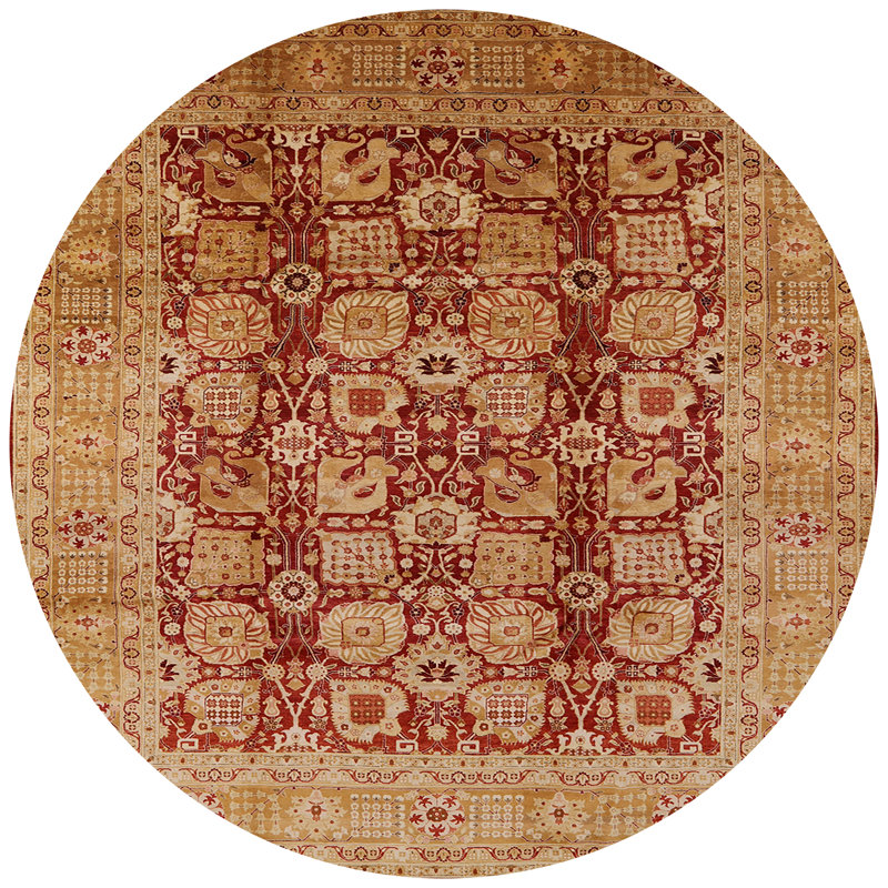 Tapis oriental brun / rouge Sweni, Rond 8 pi