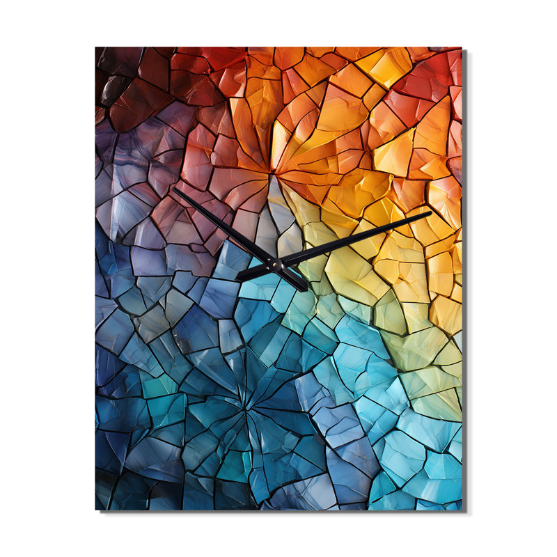 Horloge murale à mosaïques colorées II - Collages abstraits, H 40 po x l 30 po x P 1 po