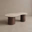 Table basse en marbre et bois de manguier biologique, noyer