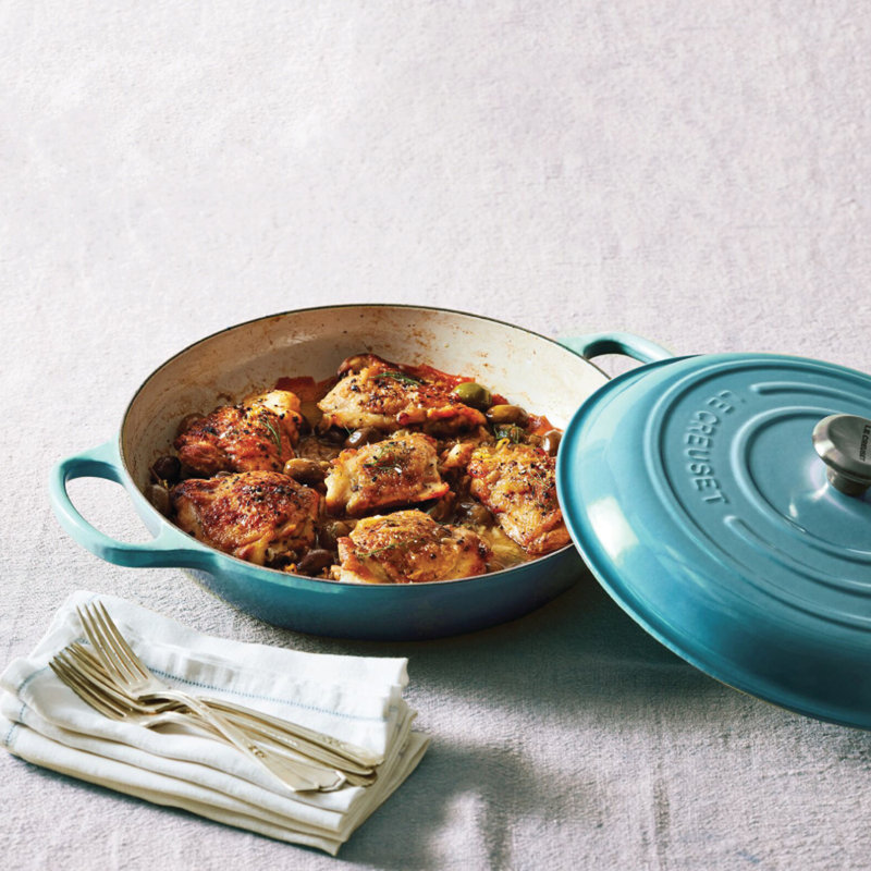 Le Creuset Signature Enameled Cast Iron Braiser with Lid, Caribbean