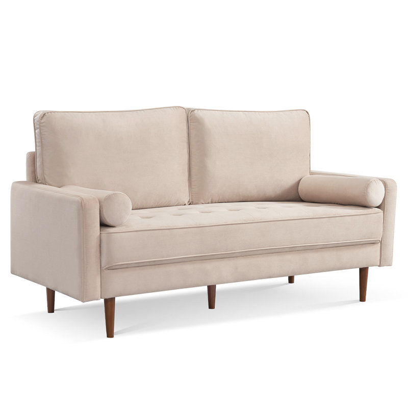 Velvet Lounge Sofa Seats 3, Highly Resilient And Comfortable Design, Comes With 2 Pillows, Suitable For A Variety Of Home Spaces