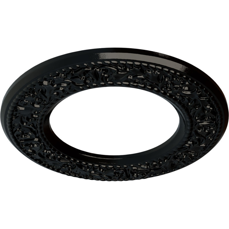 Endurathane Blackthorn Ceiling Medallion, 13 3/8"OD x 7 1/2"ID x 3/4"P (Fits Canopies up to 7 1/2"), Hand-Painted Black Pearl Finish