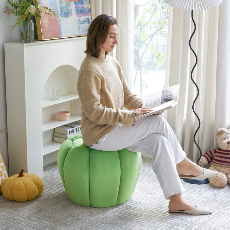 Repose-pieds rembourré avec tabouret de coiffeuse en velours pour le salon, Vert