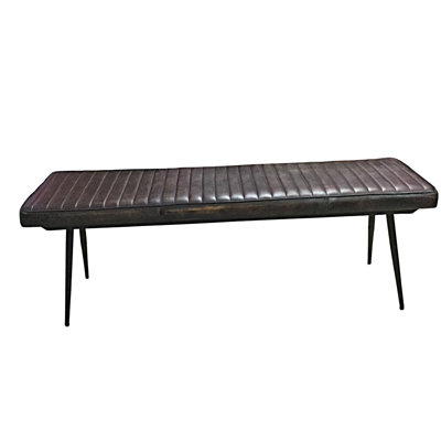Rutilia Genuine Leather Upholstered Bench