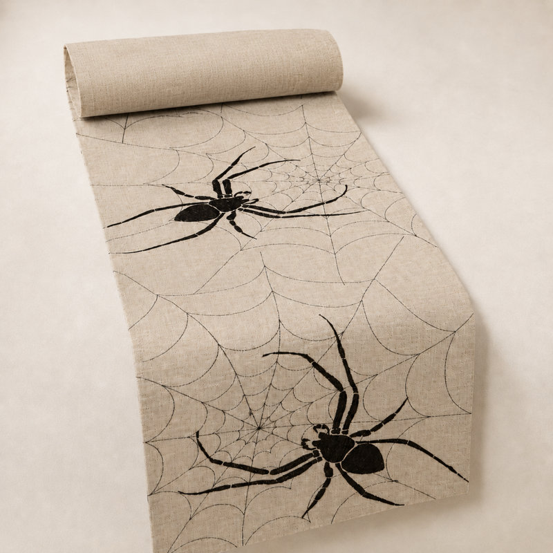 Meltham Halloween Creepy Spiders Table Runner, 36" L x 16" W