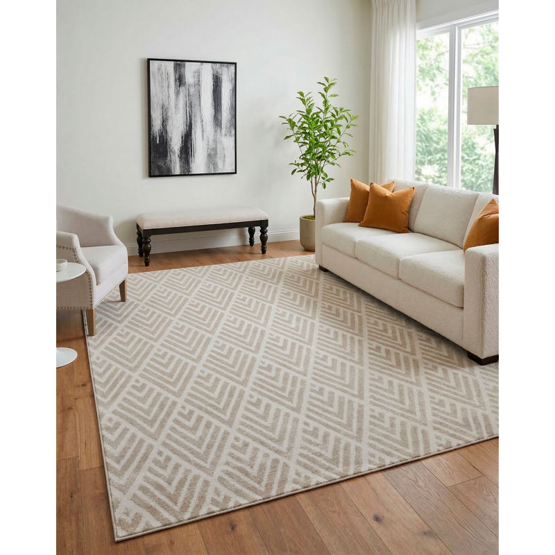 Utopia Geometric Shapes Area Rug in Grey, Rectangle 5' x 7'2"