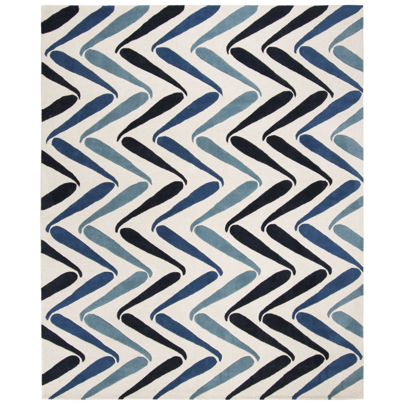 Deedre Hand Tufted Wool And Viscose Chevron Rug, Rectangle 8' x 10'