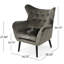 Le fauteuil à oreilles gris en velours offre à la fois style et durabilité, fauteuil confortable pour une sensation luxueuse-1224663298
