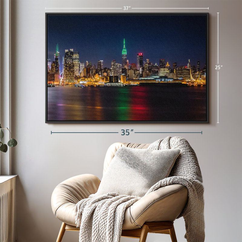 Impression sur toile NYC USA Skyline, H 25 po x l 37 po