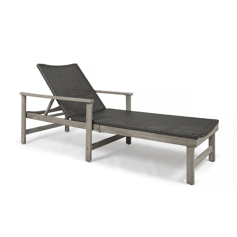 Chaise longue en bois et osier Hampton