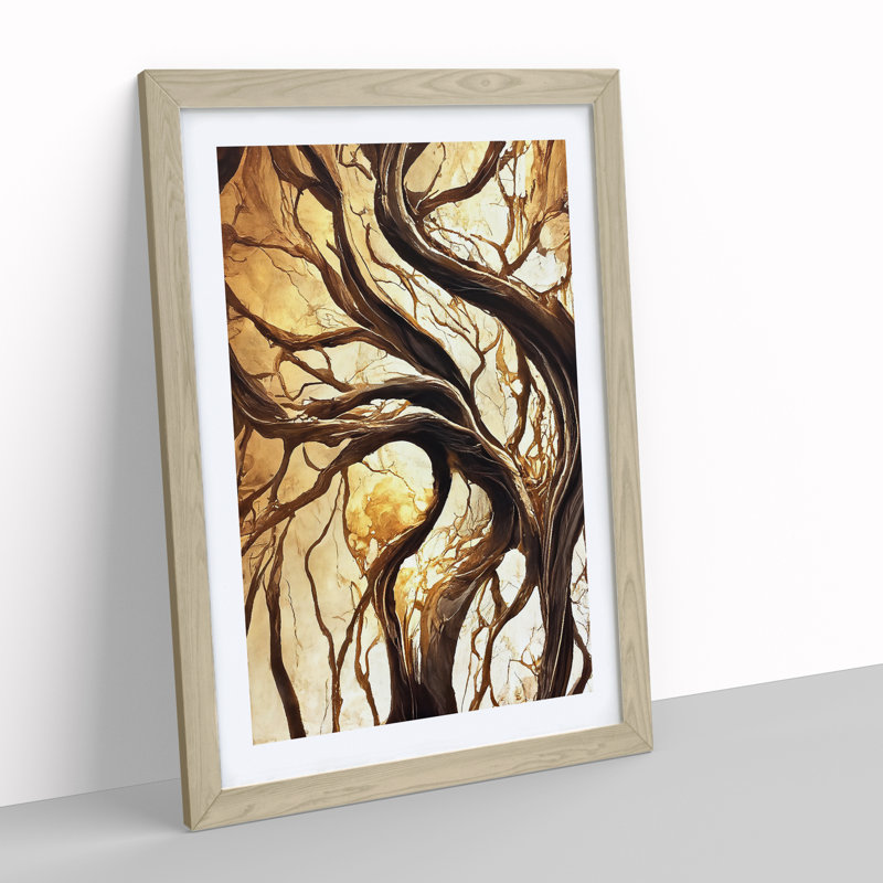 Abstract Autumn Tree No.3 - Framed Print, 46cm H x 34cm W, Oak