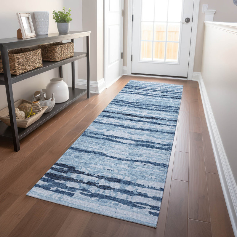 Premium Machine Washable Freixa AMF75 Blue Rug, Runner 2'3" x 7'6"