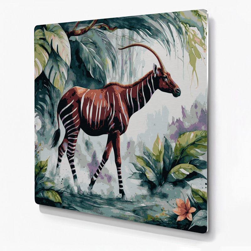 Faune, Okapi, art mural gris en métal