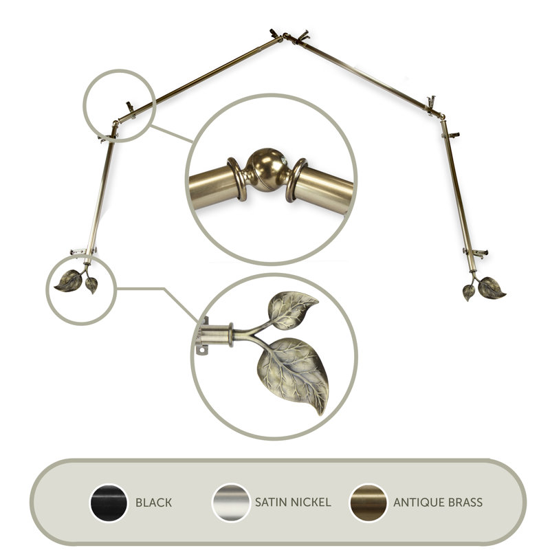 Tringle à rideaux simple ajustable 48 po Nailsworth, 18 po à 28 po (chaque côté), Laiton antique