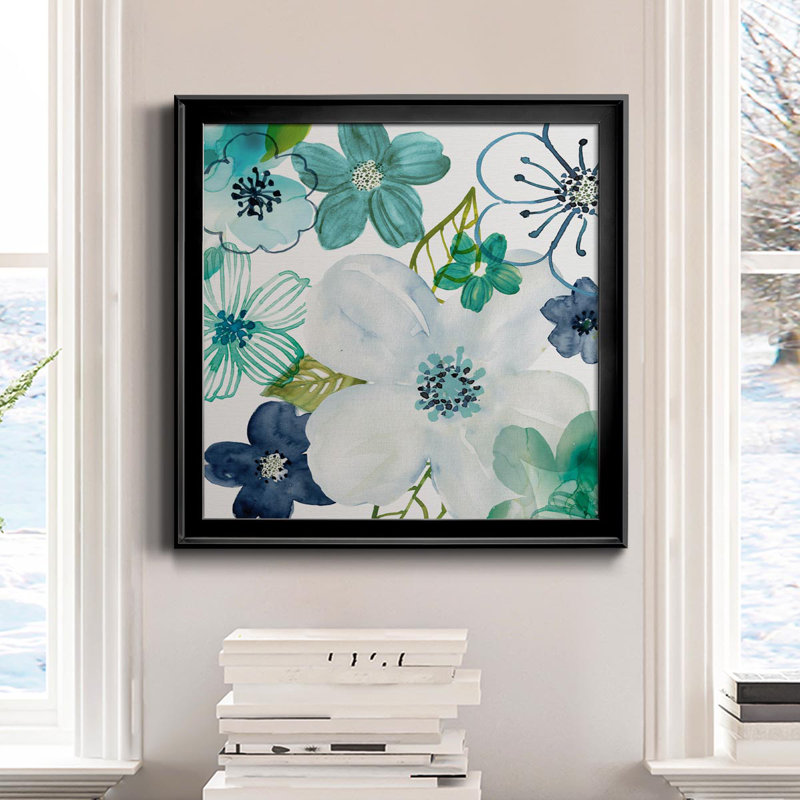 Layers of Summer II - Toile encadrée de qualité supérieure - prête à être accrochée, Noir, H 34,5 po x l 34,5 po x P 1,5 po