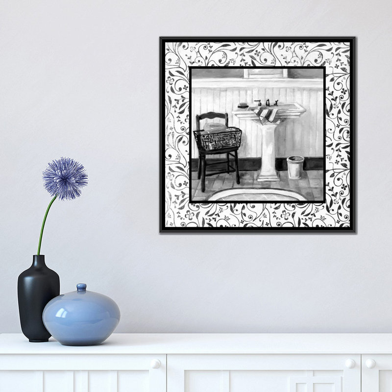 « salle de bain ii », impression sur toile, H 18 po x l 18 po x P 1,5 po, Toile avec cadre noir, Pas de tapis