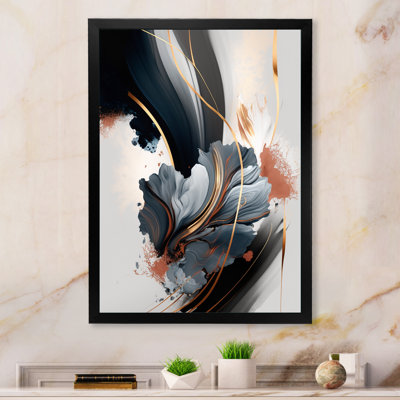 Reproduction d'art sur toile abstraite or mauve complexe - II