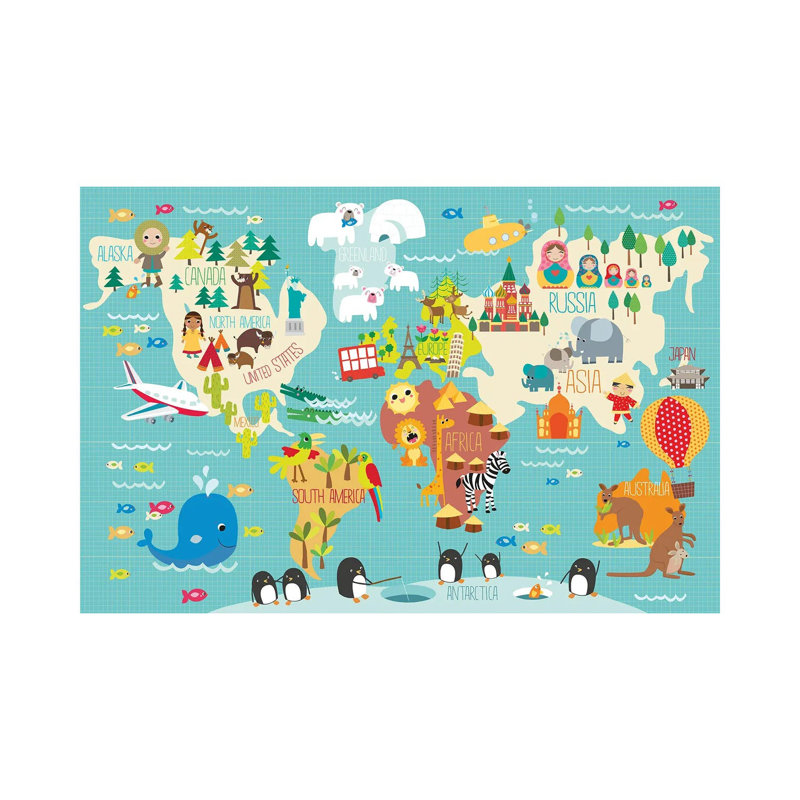 " Children's World Map ", 40" H x 60" W x 1.5" D