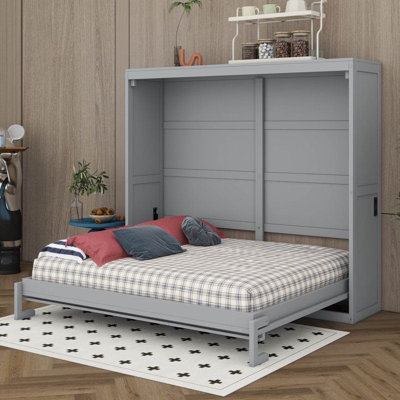 Lit escamotable double, lit escamotable peu encombrant pouvant être plié dans une armoire, lits escamotables en bois massif pour chambre d'amis
