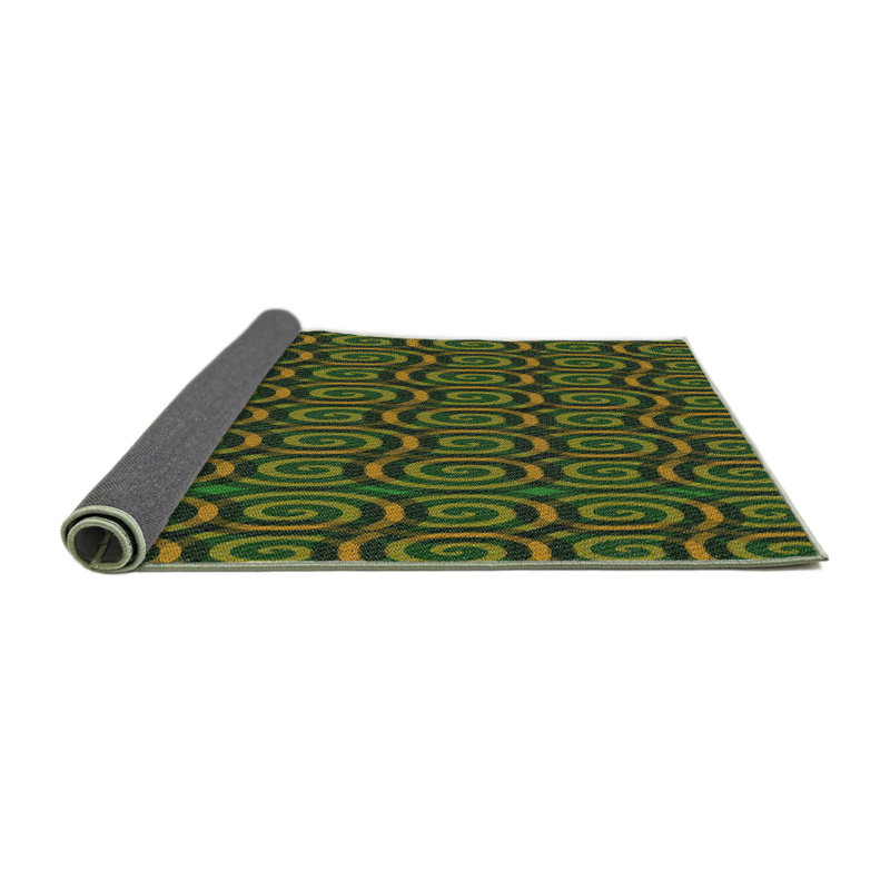Tapis décoratif vert géométrique, Rond 4 pi