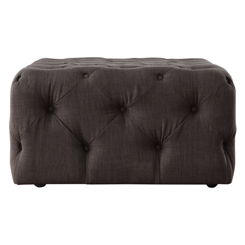 Repose-pieds rectangulaire capitonné de 47 po Huskins, Lin gris foncé chiné