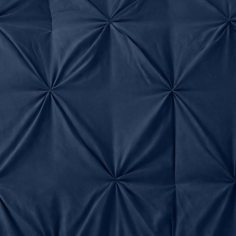 Microfiber Pintuck Duvet Cover Set – 2 Pillowcases, Navy, King Duvet Cover + 2 Standard Pillowcases