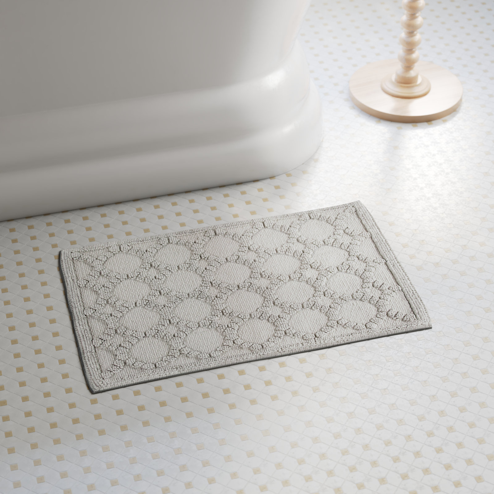 Clean Design Home Anti-Allergen 100% Cotton Savoy Geometric Non Slip Back Bath Rug