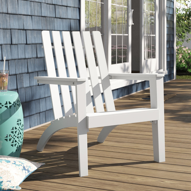 Glascock Acacia Outdoor Lounge Chair, White