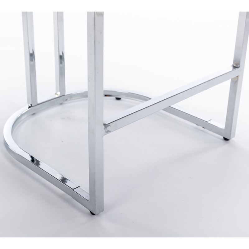 Tabourets de bar modernes en velours avec dossier à boutons et garniture de rivets, Gris