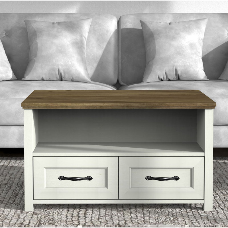Square Storage Coffee Table With 4 Drawers, Dark Brown Wood