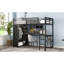 Structure de lit simple TG avec garde-robe intégrée, lit mezzanine en métal avec bureau et tablettes de rangement, noir
