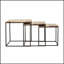 Tables gigognes 3 pièces en bois de sheesham naturel et métal noir, parfaites pour les espaces de vie compacts et élégants