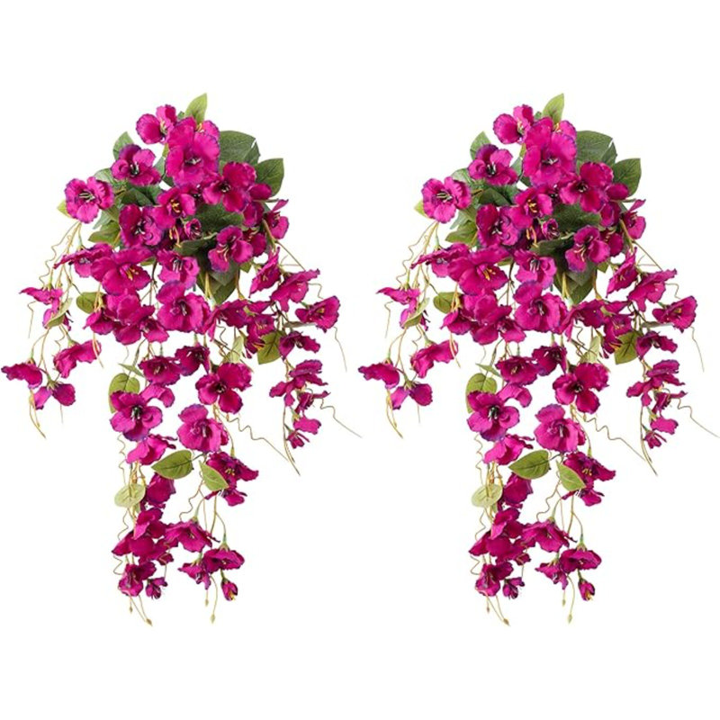 2Pcs Fake Hibiscus Artificial Hanging Flowers Plants