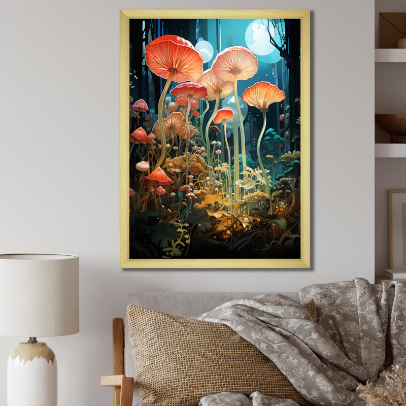 «Jellyfish Luminescent Beauty Pastoral I», reproduction d'art sur toile, H 32 po x l 16 po x P 1 po, Encadrement doré