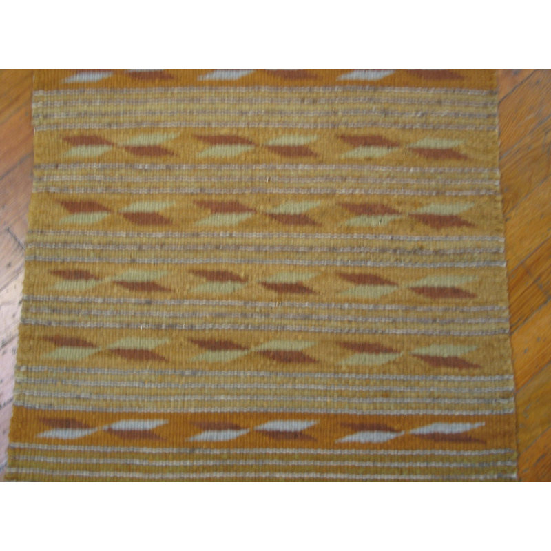 Warm Casual Antique Navajo Native American Flat Weave Rug