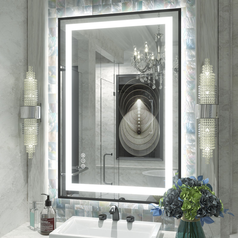 Wayfair Basics® UL Certified Front & Back LED Anti-Fog Tempered Glass Framed Bathroom/Vanity Mirror, 36" x 24"