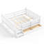 Grand lit au sol avec bibliothèques et tiroirs de rangement, lit en bois massif pour enfants avec de jolis escaliers et garde-corps, aucun sommier nécessaire, blanc-133246288-133246287