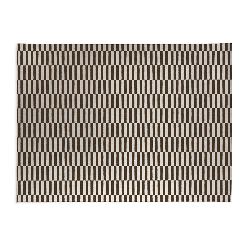 Tapis de cuisine à profil bas Off Stripe, Brun moka, Rectangle 5 pi x 7 pi